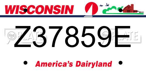 Z37859E Wisconsin License Plate