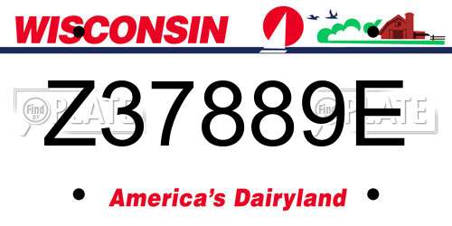 Z37889E Wisconsin License Plate