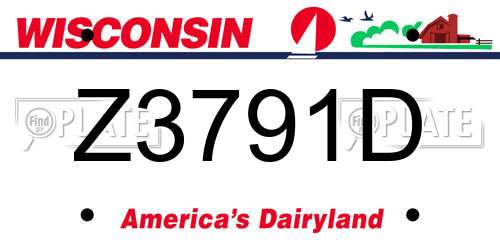 Z3791D Wisconsin License Plate