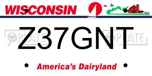 Z37GNT Wisconsin License Plate