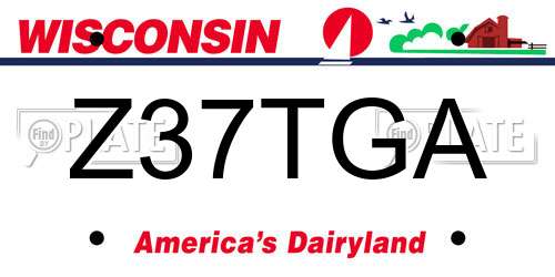 Z37TGA Wisconsin License Plate