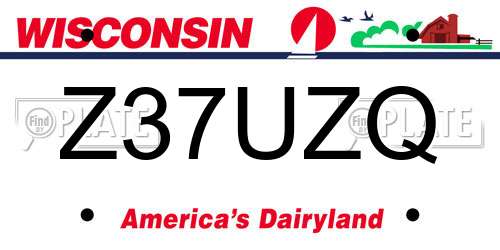 Z37UZQ Wisconsin License Plate