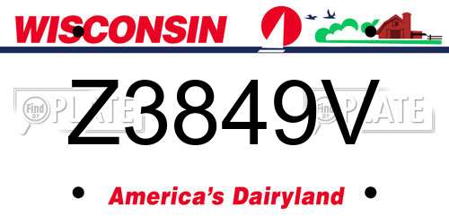 Z3849V Wisconsin License Plate