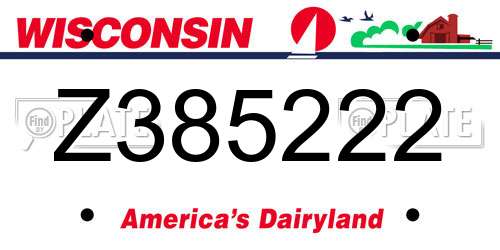 Z385222 Wisconsin License Plate