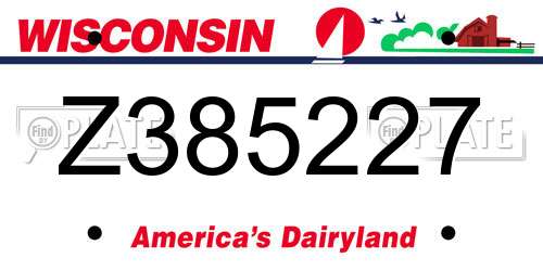 Z385227 Wisconsin License Plate
