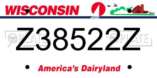 Z38522Z Wisconsin License Plate