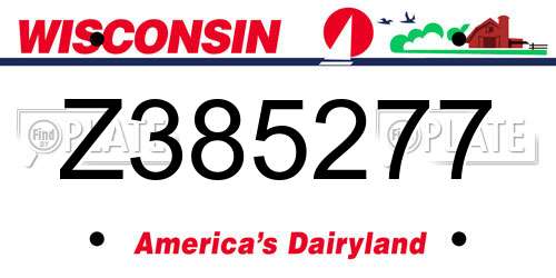 Z385277 Wisconsin License Plate