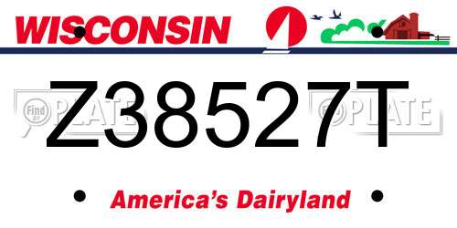 Z38527T Wisconsin License Plate