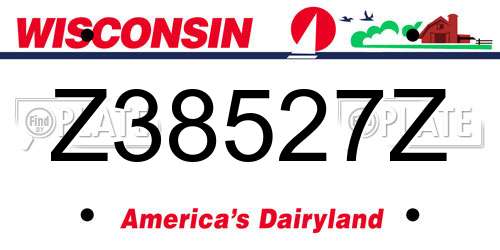 Z38527Z Wisconsin License Plate