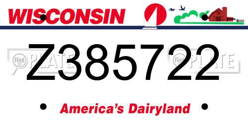 Z385722 Wisconsin License Plate