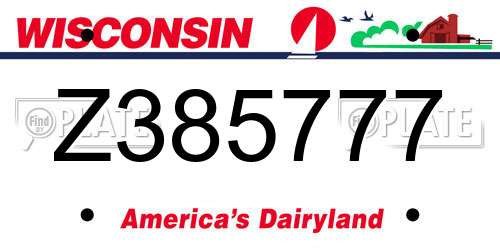 Z385777 Wisconsin License Plate