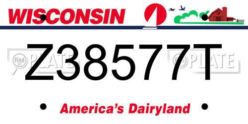 Z38577T Wisconsin License Plate