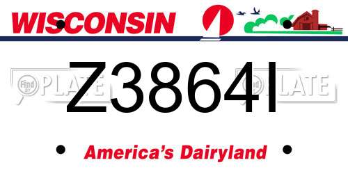 Z3864I Wisconsin License Plate