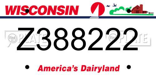 Z388222 Wisconsin License Plate