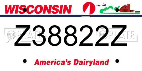 Z38822Z Wisconsin License Plate