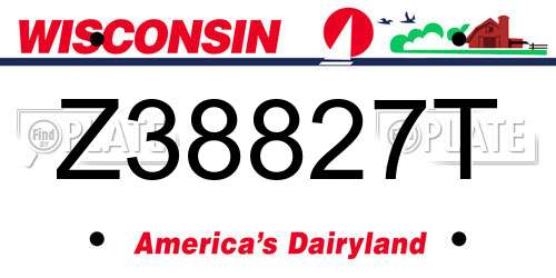 Z38827T Wisconsin License Plate
