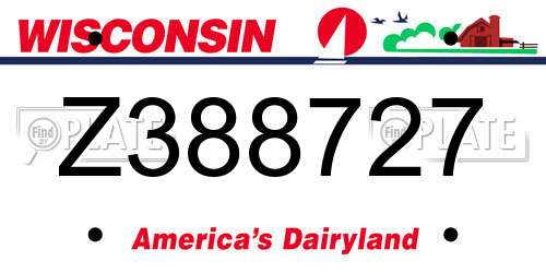 Z388727 Wisconsin License Plate