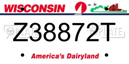 Z38872T Wisconsin License Plate
