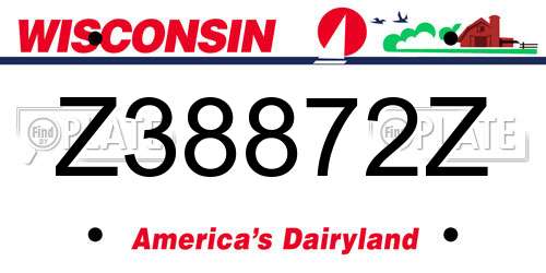 Z38872Z Wisconsin License Plate