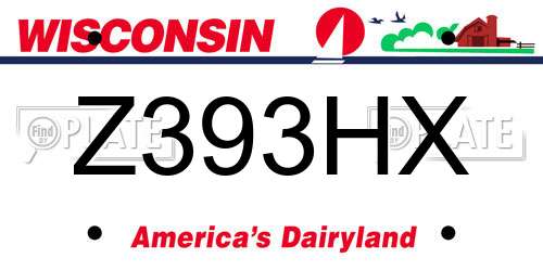 Z393HX Wisconsin License Plate