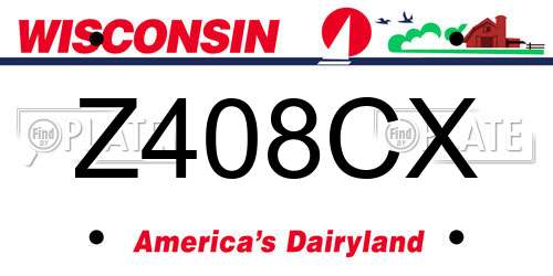 Z408CX Wisconsin License Plate