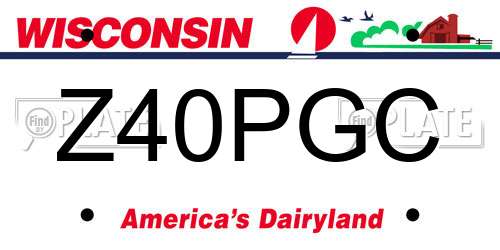 Z40PGC Wisconsin License Plate