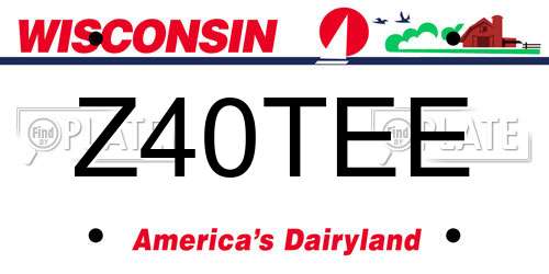 Z40TEE Wisconsin License Plate