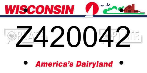 Z420042 Wisconsin License Plate