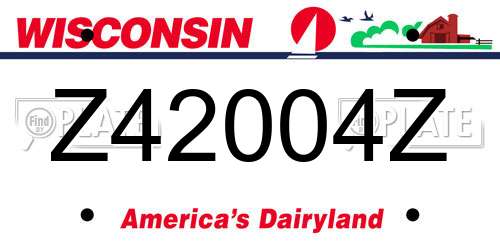 Z42004Z Wisconsin License Plate