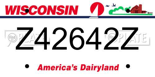 Z42642Z Wisconsin License Plate