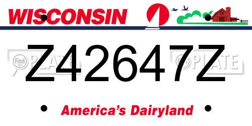 Z42647Z Wisconsin License Plate