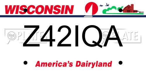 Z42IQA Wisconsin License Plate