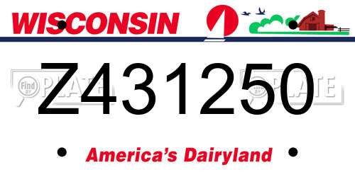 Z431250 Wisconsin License Plate
