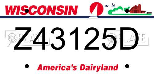 Z43125D Wisconsin License Plate