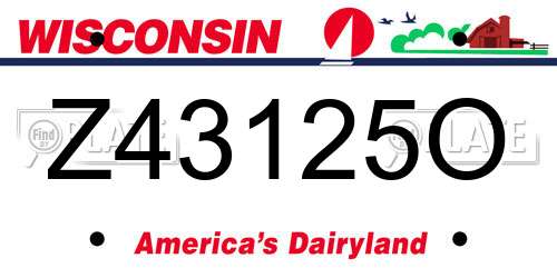 Z43125O Wisconsin License Plate