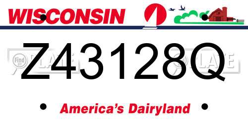 Z43128Q Wisconsin License Plate
