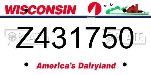 Z431750 Wisconsin License Plate
