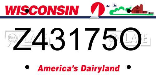 Z43175O Wisconsin License Plate