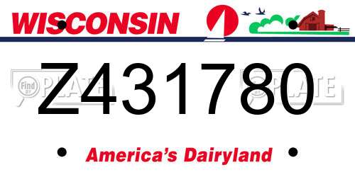 Z431780 Wisconsin License Plate