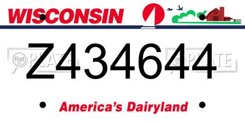 Z434644 Wisconsin License Plate