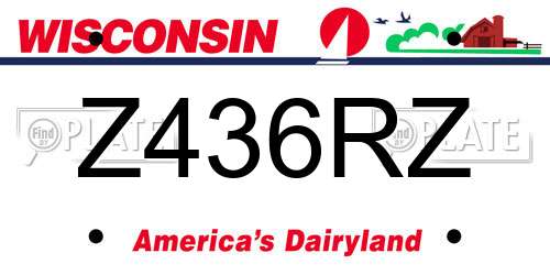 Z436RZ Wisconsin License Plate