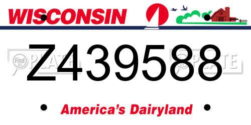 Z439588 Wisconsin License Plate