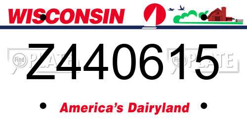 Z440615 Wisconsin License Plate