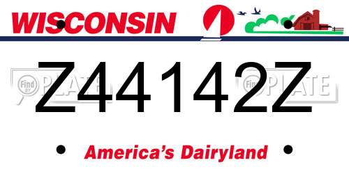 Z44142Z Wisconsin License Plate