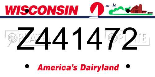 Z441472 Wisconsin License Plate
