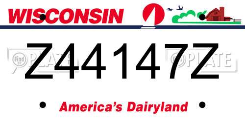 Z44147Z Wisconsin License Plate