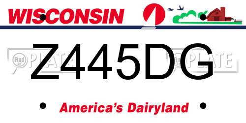 Z445DG Wisconsin License Plate