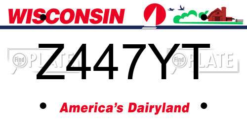 Z447YT Wisconsin License Plate