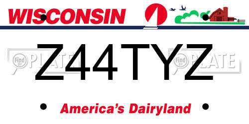 Z44TYZ Wisconsin License Plate