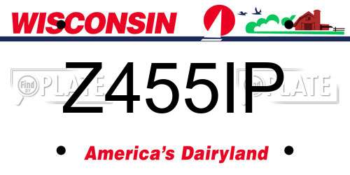Z455IP Wisconsin License Plate